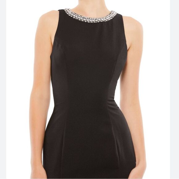 Mac Duggal Black Embellished Neck Trumpet Gown Size 12 Maxi Dress 49093 New $498 - Picture 4 of 7